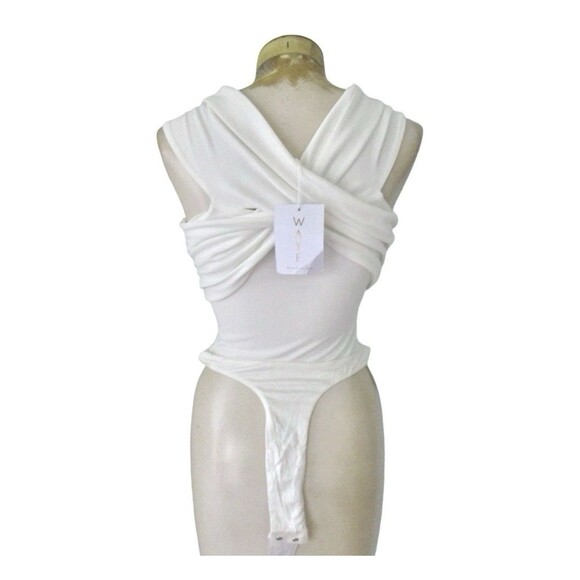 WAYF White Criss Cross Sleeveless Bodysuit Nordstrom Designer Size Small New - Picture 7 of 7